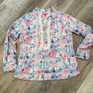 Lilly Pulitzer Sea to shining Sea Zip up Skipper Popover Large